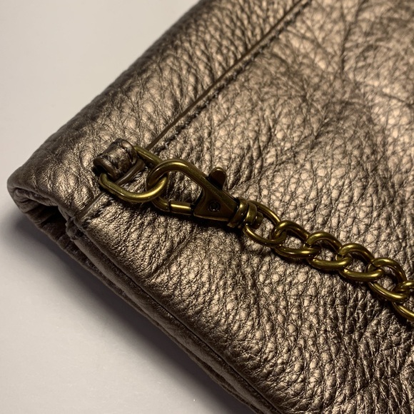 Pebble Leather Shoulder Bag Gold Clutch - Picture 3 of 15